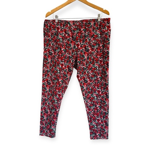 J. Crew Printed Everyday High Rise Full Length Leggings In Red Pansy Size 2X - Picture 1 of 6